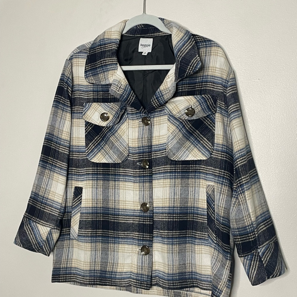 Kensie Blue Plaid Jacket